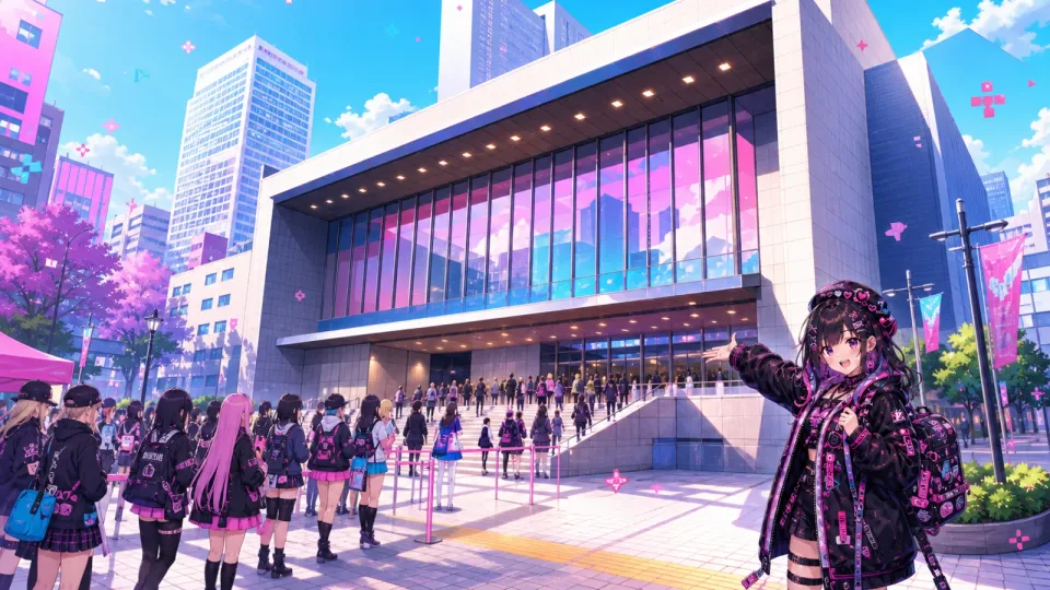 渋谷区長とLINE CUBE SHIBUYA(渋谷公会堂)(イラスト)